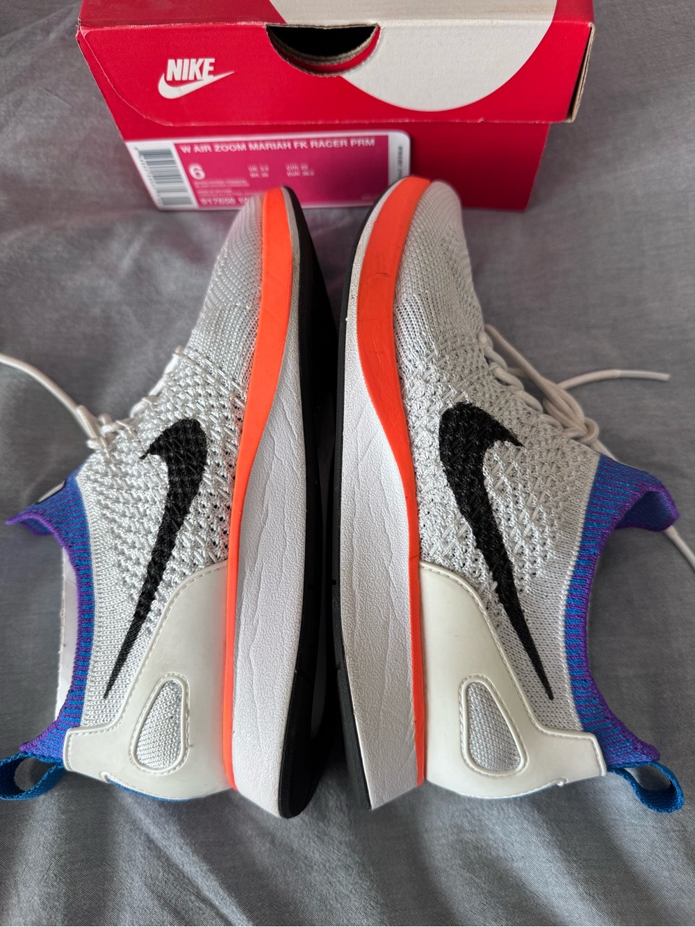 Nike air zoom Mariah  Racer Sneakers in White, Blue & Coral - 6w - Picture 5 of 7